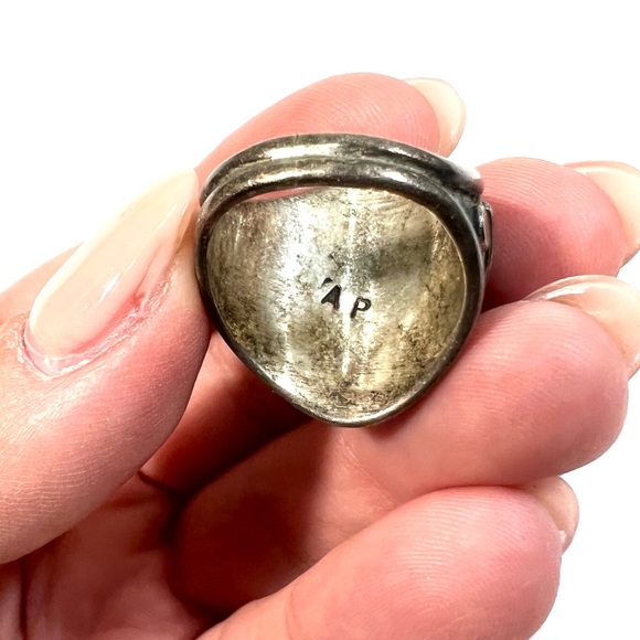 Vintage Sterling Silver Native American Turquoise Feather Ring size 7 - Picture 7 of 10